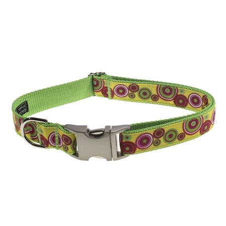 SASSY DOG WEAR Groovy Dots Dog Collar Adjusts 18-28 in. Large GROOVY DOT GREEN4-C